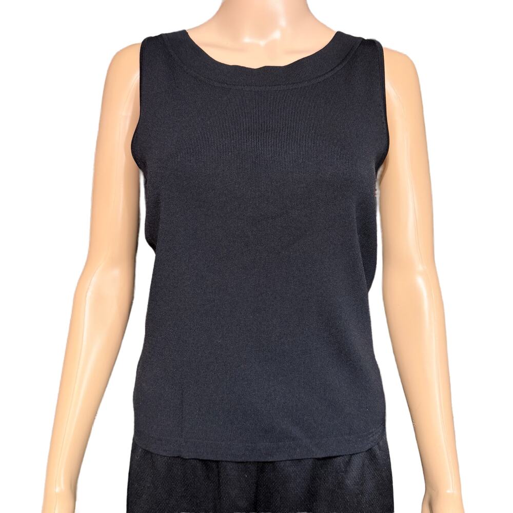 Dress Barn Womens Tank Top Knit Dress Shirt Sleeveless Boat Neck Black Small